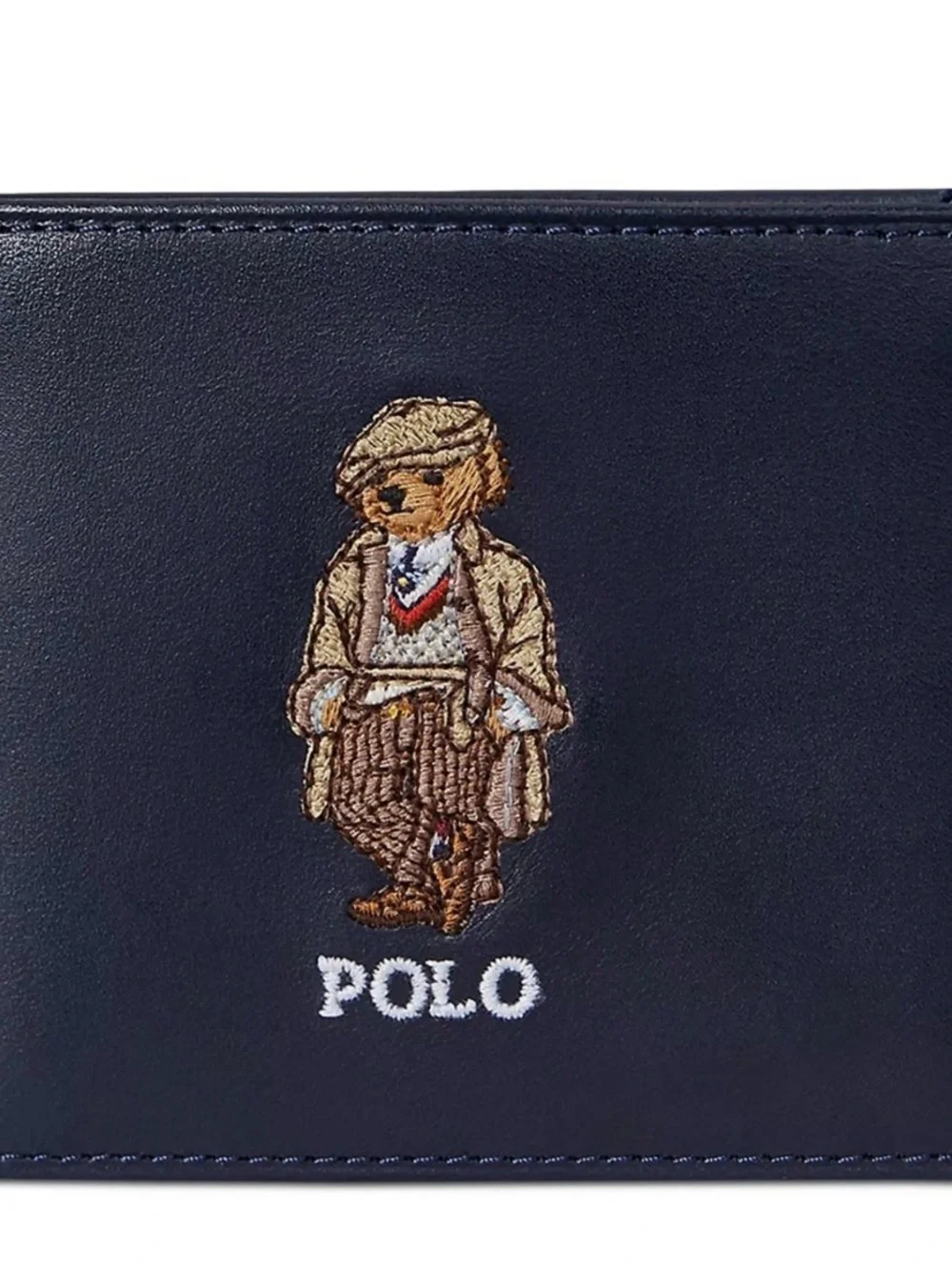 Polo by Ralph Lauren Navy Leather Wallet with Embroidered Bear